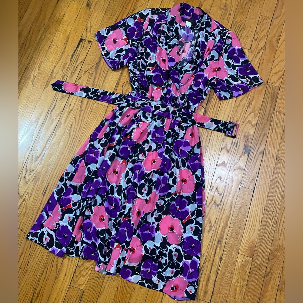 🌺Vintage Positive Influence: Floral, semi-sheer dress with matching belt